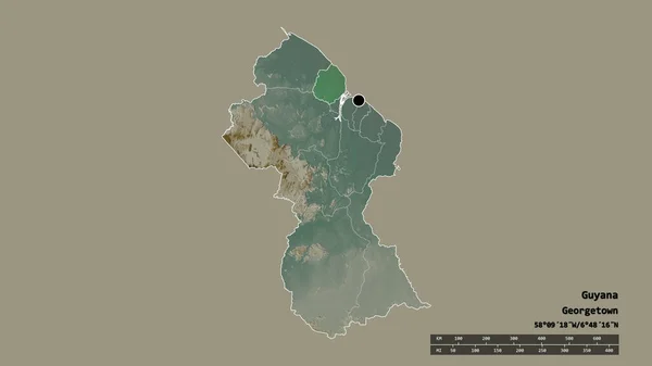 Forma Desnaturalizada Guyana Con Capital División Regional Principal Zona Separada —  Fotos de Stock