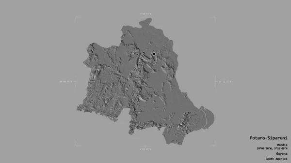 圭亚那地区Potaro Siparuni地区 在一个地理参照框的坚实背景下被隔离 Bilevel高程图 3D渲染 — 图库照片