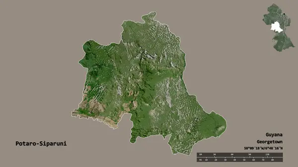 Form Potaro Siparuni Regionen Guyana Med Dess Huvudstad Isolerad Solid — Stockfoto