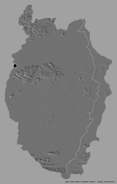 圭亚那地区上塔库图 上埃斯波的形状 其首都在一个坚实的色彩背景上孤立 Bilevel高程图 3D渲染 — 图库照片