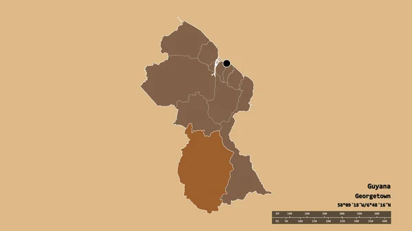 Forma Desnaturalizada Guyana Con Capital División Regional Principal Zona Separada —  Fotos de Stock