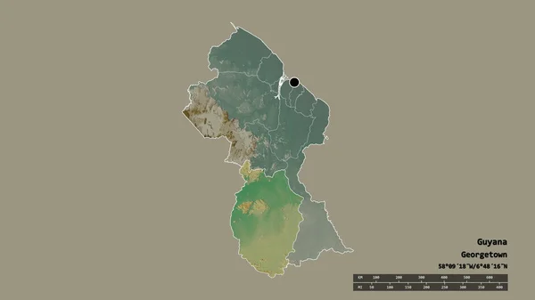 Forma Desnaturalizada Guyana Con Capital División Regional Principal Zona Separada —  Fotos de Stock