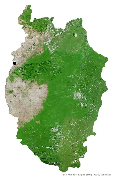 圭亚那地区上塔库图 上埃斯波的形状 其首都因白色背景而孤立 卫星图像 3D渲染 — 图库照片