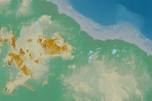 Extended Area Guyana Topographic Relief Map Rendering — Stock Photo, Image