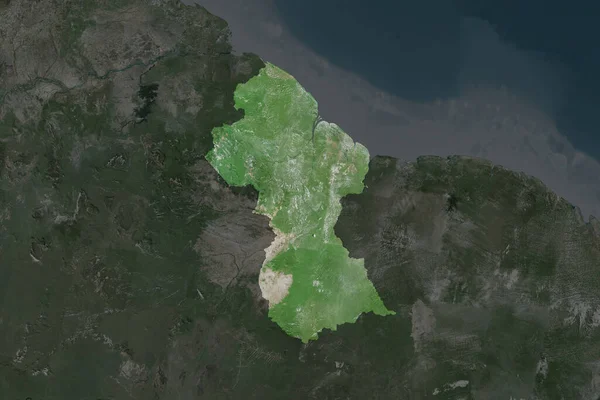 Vorm Van Guyana Gescheiden Door Desaturatie Van Naburige Gebieden Satellietbeelden — Stockfoto