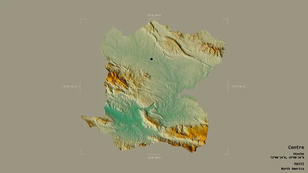 ハイチの中央部のエリアは 洗練された境界線の箱の中にしっかりとした背景に隔離されています ラベル 地形図 3Dレンダリング — ストック写真