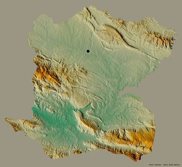 ハイチの中央部の形で その首都はしっかりとした色の背景に隔離されています 地形図 3Dレンダリング — ストック写真