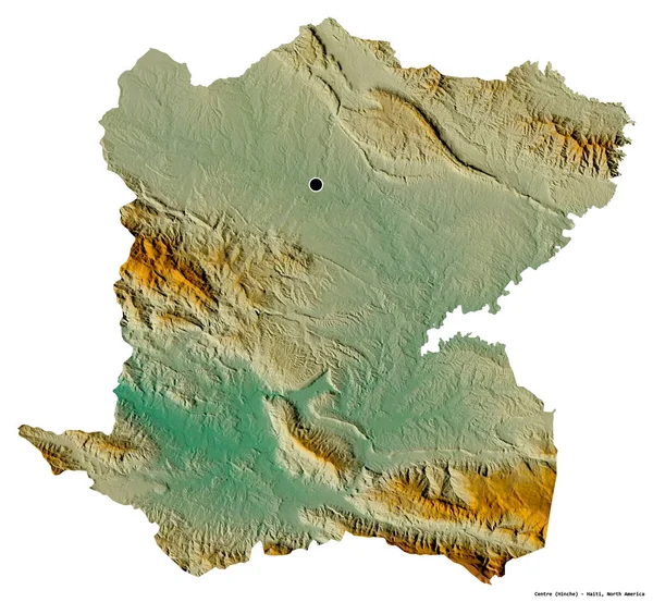 ハイチの中央部の形で その首都は白い背景に孤立しています 地形図 3Dレンダリング — ストック写真