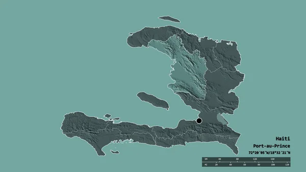 Ungesättigte Form Haitis Mit Seiner Hauptstadt Der Wichtigsten Regionalen Teilung — Stockfoto