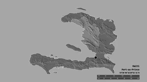 Desaturated Shape Haiti Its Capital Main Regional Division Separated Artibonite — стоковое фото