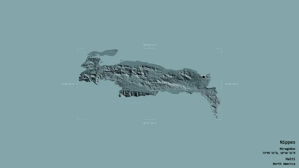 Nippesin Alue Haitin Departementti Eristettynä Vankalle Pohjalle Georeferoidussa Rajauslaatikossa Merkinnät — kuvapankkivalokuva