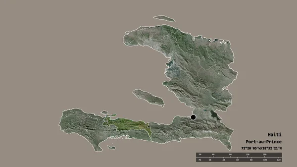 以首都 主要区域分部和分隔的日本地区为首都的海地的绝望面貌 卫星图像 3D渲染 — 图库照片