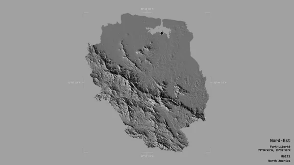 Area Nord Est Department Haiti Isolated Solid Background Georeferenced Bounding — Stock Photo, Image