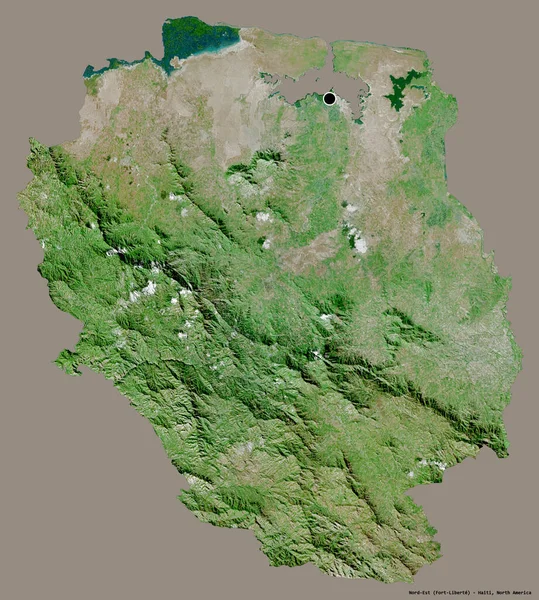 海地省东北部的形状 其首都被坚固的色彩背景隔离 卫星图像 3D渲染 — 图库照片