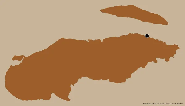 海地省西北部的形状 其首都被坚固的色彩背景隔离 图形纹理的组成 3D渲染 — 图库照片