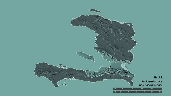 Forma Dessaturada Haiti Com Sua Capital Principal Divisão Regional Área — Fotografia de Stock