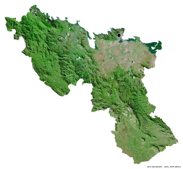 海地省北部的形状 其首都被白色背景隔离 卫星图像 3D渲染 — 图库照片