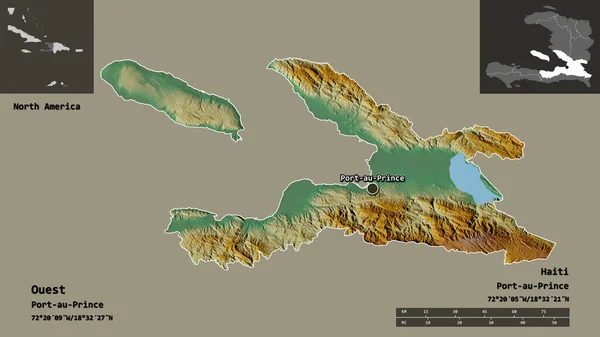 Forma Ouest Departamento Haiti Sua Capital Escala Distância Previews Rótulos — Fotografia de Stock