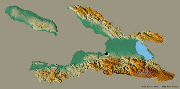 Forme Ouest Département Haïti Avec Capitale Isolée Sur Fond Couleur — Photo