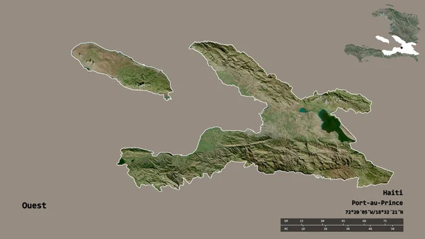 Форма Уэста Департамент Гаити Столицей Изолированы Прочном Фоне Дистанционный Масштаб — стоковое фото