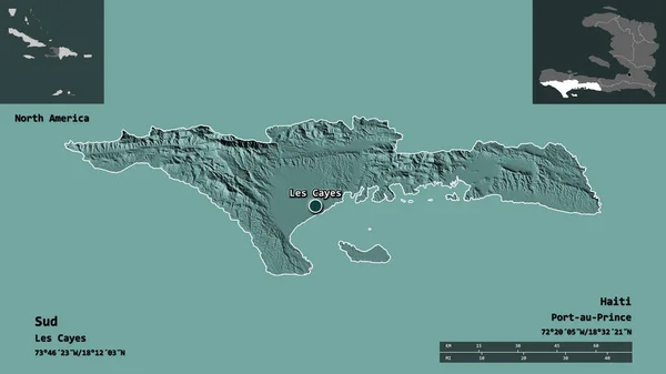 Shape Sud Departamento Haití Capital Escala Distancia Vistas Previas Etiquetas — Foto de Stock