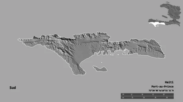 Forma Del Sud Dipartimento Haiti Con Sua Capitale Isolata Uno — Foto Stock