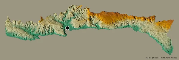 Forme Sud Est Département Haïti Avec Capitale Isolée Sur Fond — Photo