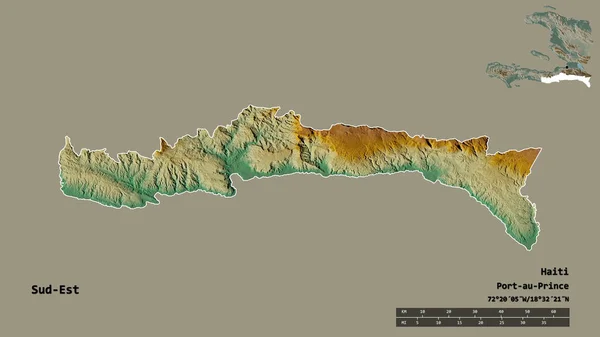 Forma Del Sud Est Dipartimento Haiti Con Sua Capitale Isolata — Foto Stock