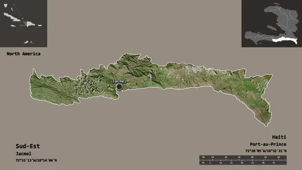 Форма Sud Est Департамент Гаити Столица Шкала Расстояний Предварительные Просмотры — стоковое фото