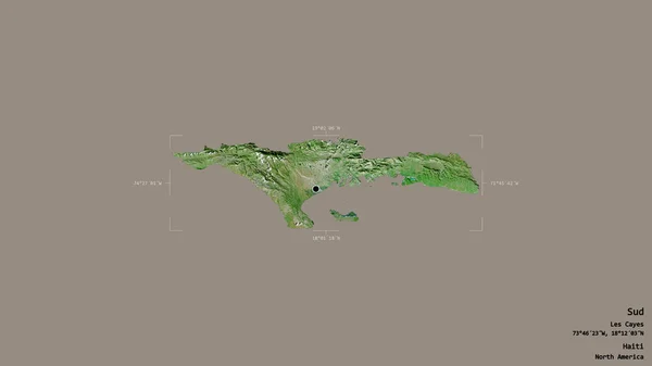 Sud Bölgesi Haiti Departmanı Sağlam Bir Arka Planda Izole Edilmiş — Stok fotoğraf
