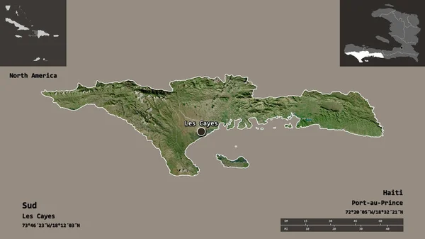 Shape Sud Département Haiti Und Seine Hauptstadt Entfernungsskala Vorschau Und — Stockfoto