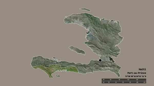 主要地域部門 分離されたスード地域でハイチの荒廃した形 ラベル 衛星画像 3Dレンダリング — ストック写真