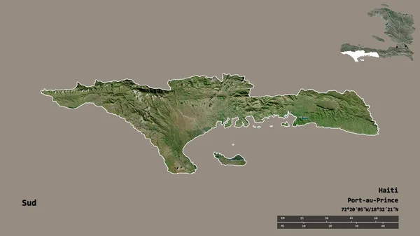 Sud Şekli Haiti Bölümü Sermayesi Sağlam Arka Planda Izole Edilmiş — Stok fotoğraf