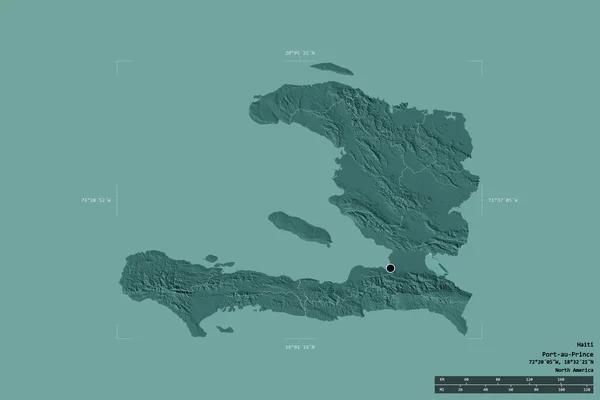 Zona Haití Aislada Sobre Fondo Sólido Una Caja Confinamiento Georeferenciada — Foto de Stock