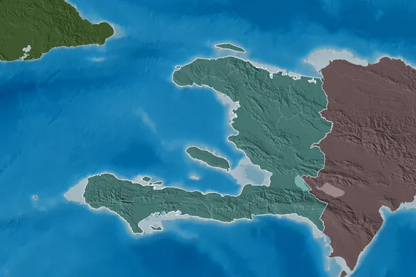 Uitgebreid Gebied Van Haïti Met Landgrenzen Internationale Regionale Grenzen Gekleurde — Stockfoto