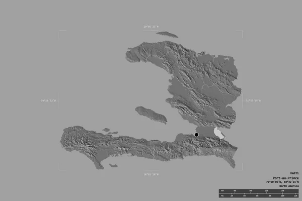 Área Haiti Isolada Fundo Sólido Uma Caixa Delimitadora Georreferenciada Divisão — Fotografia de Stock