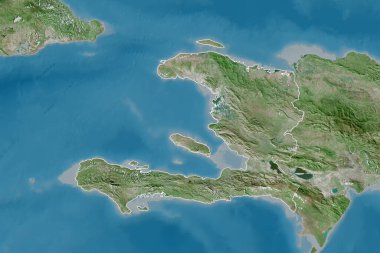 Haiti 'nin genişletilmiş alanı. Uydu görüntüleri. 3B görüntüleme
