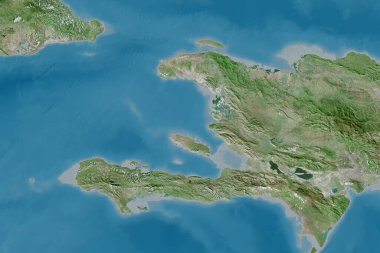 Haiti 'nin genişletilmiş bölgesi. Uydu görüntüleri. 3B görüntüleme