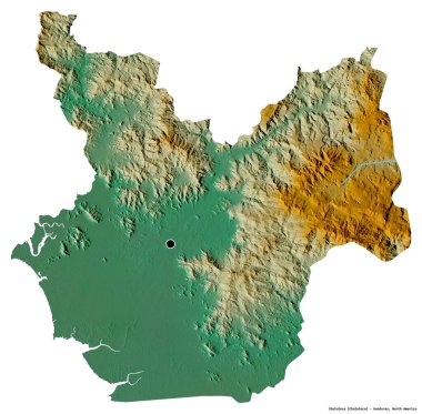 Choluteca 'nın şekli, Honduras departmanı, başkenti beyaz arka planda izole edilmiş. Topografik yardım haritası. 3B görüntüleme