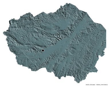 Honduras 'ın başkenti Olancho' nun beyaz arka planda izole edilmiş hali. Renkli yükseklik haritası. 3B görüntüleme