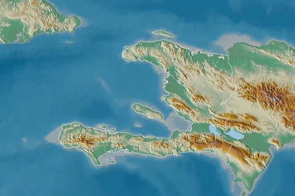 Área Alargada Haiti Com Contorno País Fronteiras Internacionais Regionais Mapa — Fotografia de Stock