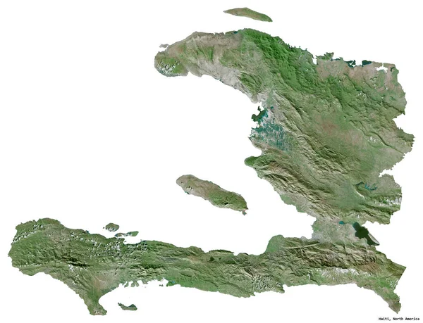 Forma Haiti Com Sua Capital Isolada Fundo Branco Imagens Satélite — Fotografia de Stock