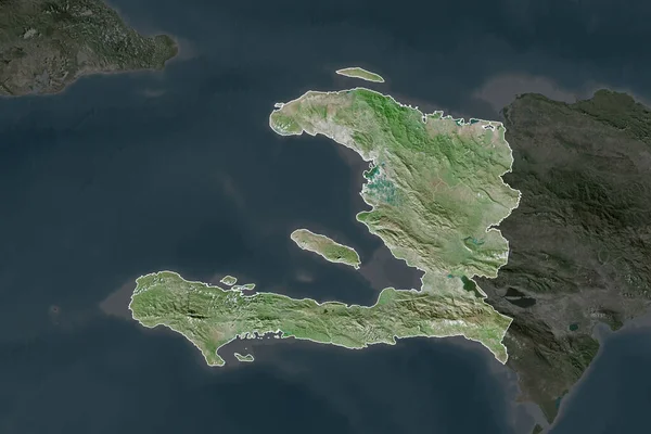 Form Haiti Åtskilda Desaturering Angränsande Områden Gränser Satellitbilder Rendering — Stockfoto