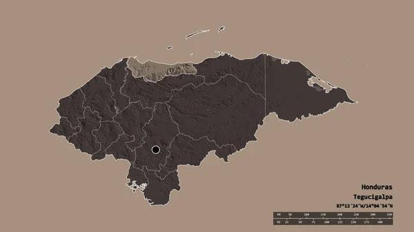 Forma Desnaturalizada Honduras Con Capital Principal División Regional Área Separada — Foto de Stock