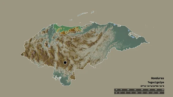 Forma Desnaturalizada Honduras Con Capital Principal División Regional Área Separada — Foto de Stock