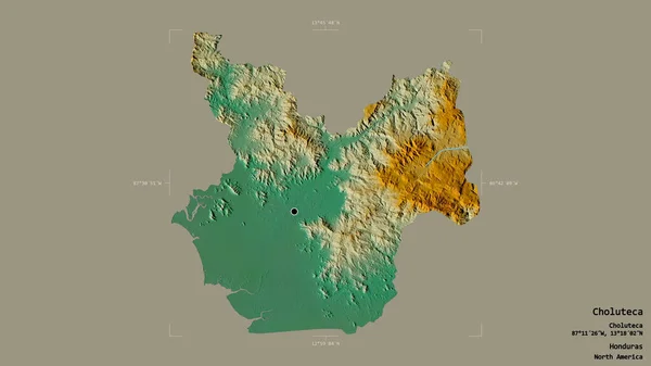 Området Choluteca Departementet Honduras Isolerad Solid Bakgrund Georefererad Avgränsningsbox Etiketter — Stockfoto