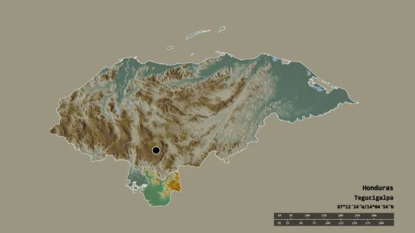Forma Desnaturalizada Honduras Con Capital Principal División Regional Zona Separada — Foto de Stock
