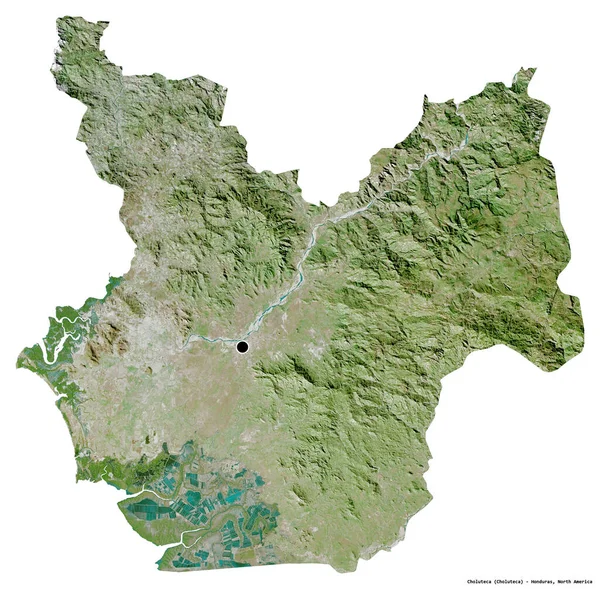 洪都拉斯省Choluteca形状 首都为白色背景 卫星图像 3D渲染 — 图库照片