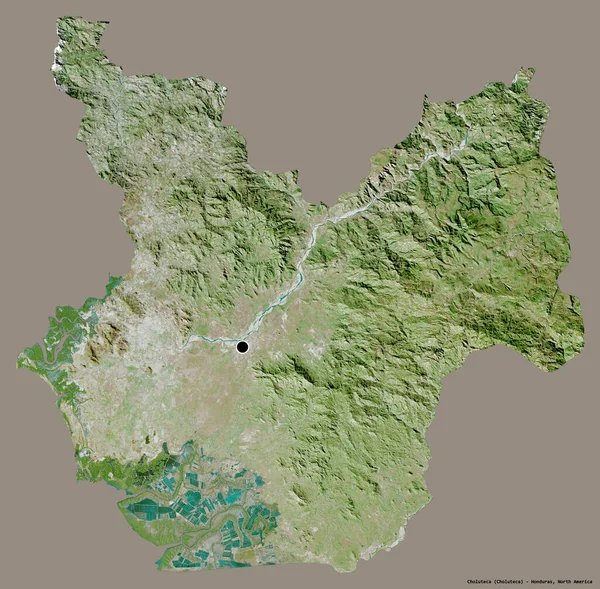 洪都拉斯省Choluteca的形状 其首都用纯色背景隔开 卫星图像 3D渲染 — 图库照片