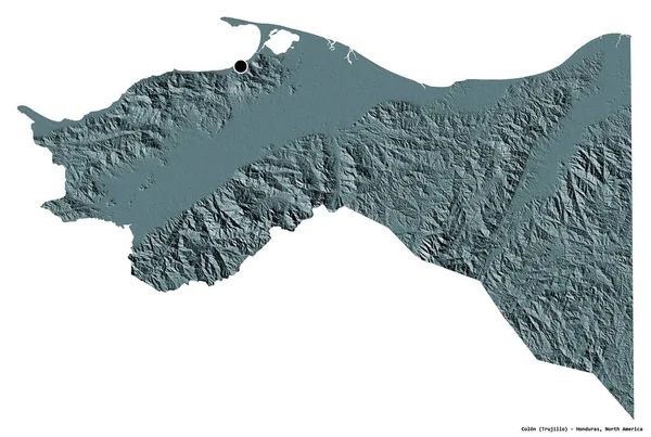 Forma Cólon Departamento Honduras Com Sua Capital Isolada Fundo Branco — Fotografia de Stock